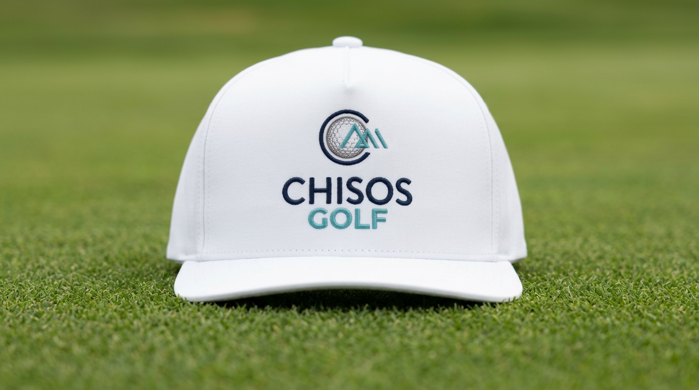 White Chisos Golf cap on the fairway